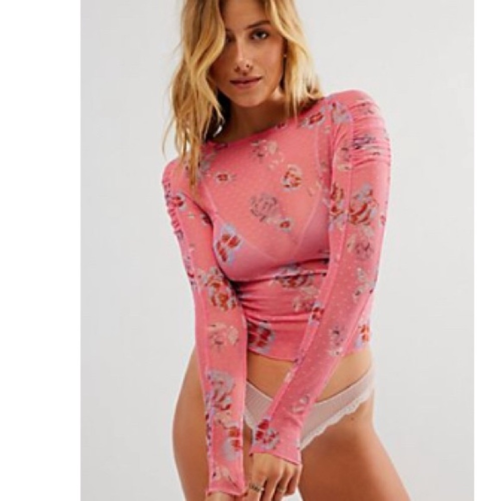 Free People Pink Spot Light Long Sleeve